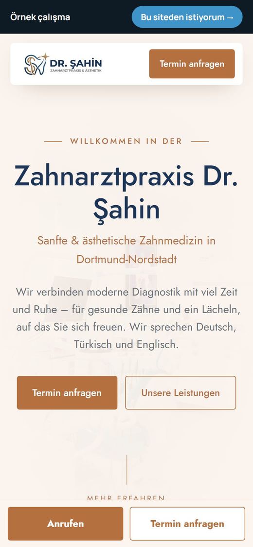 Musterseite Zahnarztpraxis Dr. Şahin am Handy
