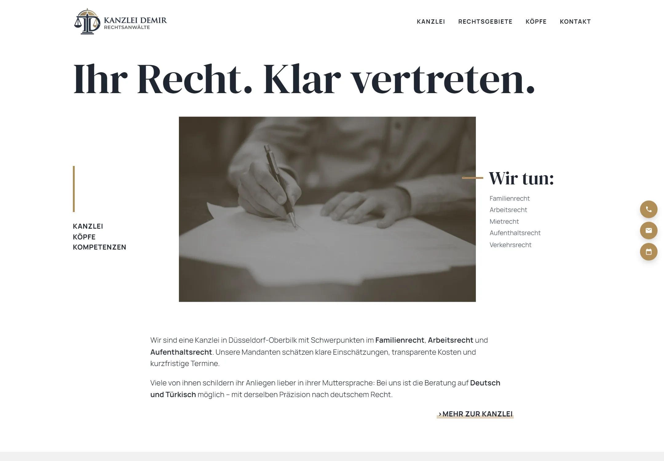 Startseite der Musterkanzlei Kanzlei Demir am Desktop